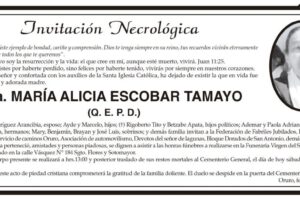 Invitación Necrológica de María Alicia Escobar Tamayo