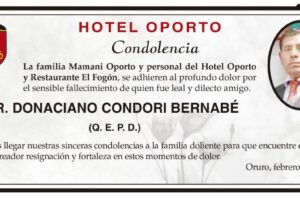 Condolencia por el fallecimiento de Donaciano Condori Bernabé