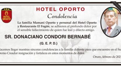 Condolencia por el fallecimiento de Donaciano Condori Bernabé