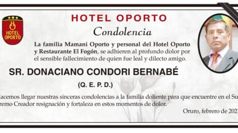 Condolencia por el fallecimiento de Donaciano Condori Bernabé