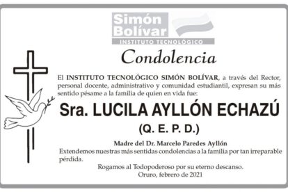Condolencia por Lucila Ayllón Echazú