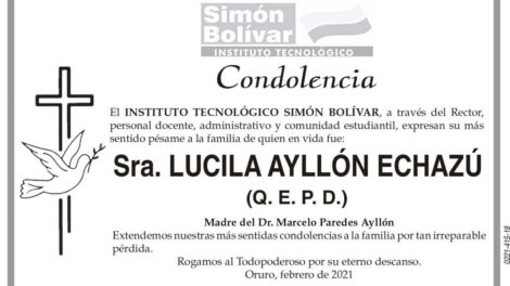Condolencia por Lucila Ayllón Echazú