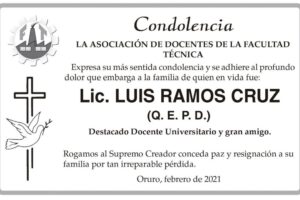 Condolencia por Lic. Luis Ramos Cruz