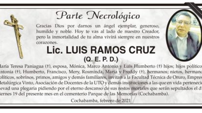 Necrológico de Lic. Luis Ramos Cruz