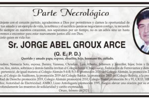 Necrológico de Jorge Abel Groux Arce