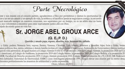 Necrológico de Jorge Abel Groux Arce