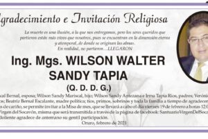 Agradecimiento e Invitación Religiosa por Wilson Walter Sandy Tapia