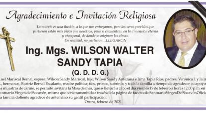 Agradecimiento e Invitación Religiosa por Wilson Walter Sandy Tapia