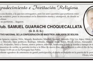 Agradecimiento e Invitación Religiosa por Samuel Guarachi Choquecallata