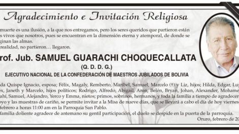 Agradecimiento e Invitación Religiosa por Samuel Guarachi Choquecallata