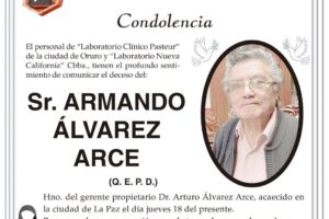 Condolencia por el fallecimiento de Armando Álvarez Arce
