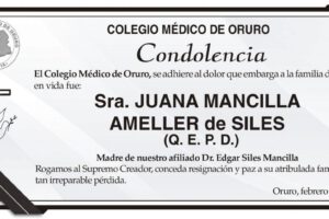 Condolencia por la Sra. Juana Mancilla Ameller