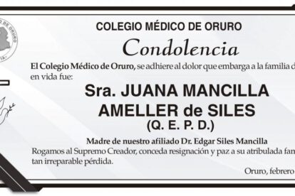 Condolencia por la Sra. Juana Mancilla Ameller