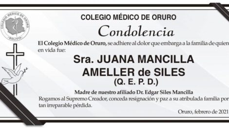 Condolencia por la Sra. Juana Mancilla Ameller