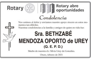 Condolencias por la Sra. Bethzabé Mendoza Oporto