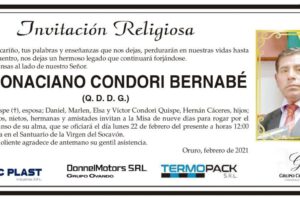 Invitación Religiosa para Donaciano Condori Bernabé