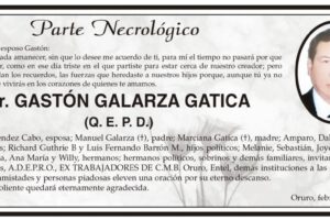Parte Necrológico de Dr. Gastón Galarza Gatica