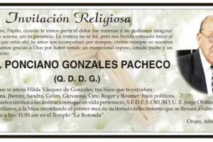 Ponciano Gonzales Pacheco, invitación religiosa