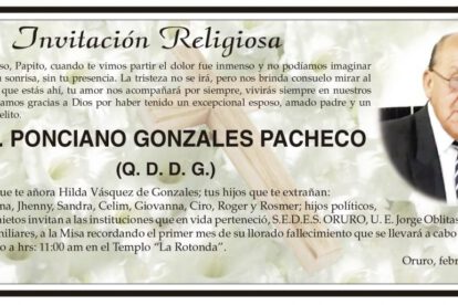 Ponciano Gonzales Pacheco, invitación religiosa