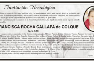 Invitación Necrológica de Francisca Rocha Callapa