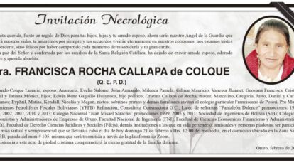 Invitación Necrológica de Francisca Rocha Callapa