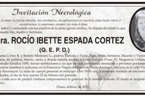 Invitación Necrológica de Rocío Ibette Espada Cortez