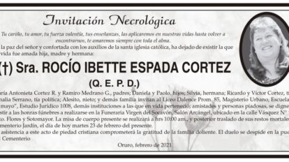 Invitación Necrológica de Rocío Ibette Espada Cortez