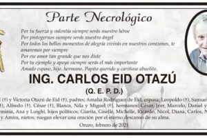 Parte Necrológico de Ing. Carlos Eid Otazú