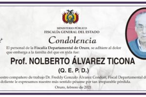 Condolencia por la pérdida del Prof. Nolberto Álvarez Ticona