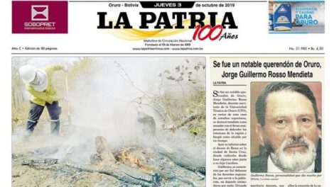 Portadas impresas del jueves 3 de octubre de 2019