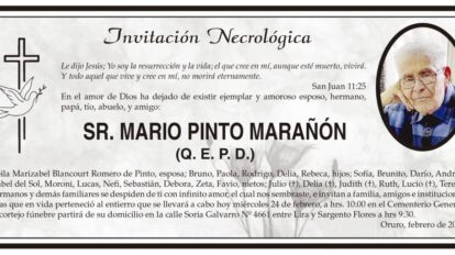 Invitación Necrológica de Mario Pinto Marañón