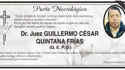 Parte Necrológico: Dr. Juez Guillermo César Quintana Frías
