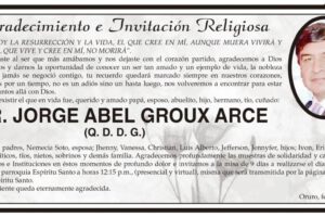 Agradecimiento e Invitación Religiosa por Jorge Abel Groux Arce
