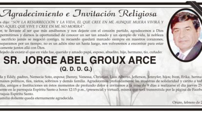 Agradecimiento e Invitación Religiosa por Jorge Abel Groux Arce