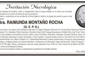 Invitación Necrológica de Raimunda Montaño Rocha