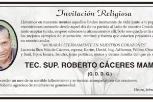 Obituario de Roberto Cáceres Mamani