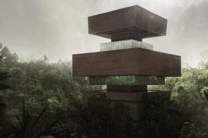 Edificio Xinatli en forma de pirámide escalonada