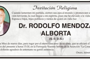 Invitación Religiosa: Dr. Rodolfo Mendoza Alborta