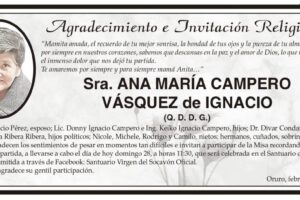 Agradecimiento e Invitación Religiosa por Ana María Campero Vásquez