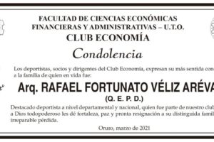 Condolencia por Rafael Fortunato Véliz Arévalo