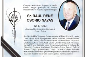 Parte Necrológico de Raúl René Osorio Navas