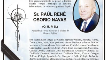 Parte Necrológico de Raúl René Osorio Navas