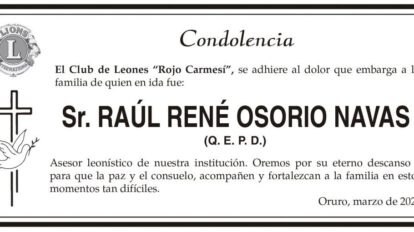 Condolencia por Raúl René Osorio Navas