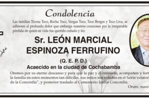 Condolencia por la pérdida de León Marcial Espinoza Ferrufino