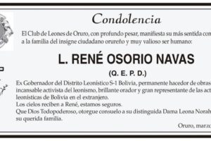 Condolencia por L. René Osorio Navas