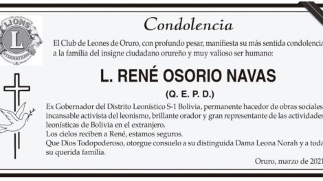 Condolencia por L. René Osorio Navas