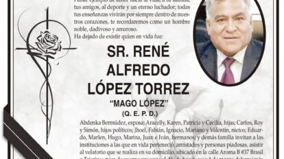 Parte Necrológico de René Alfredo López Torrez
