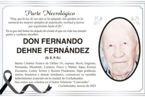 Necrológico de Fernando Dehne Fernández