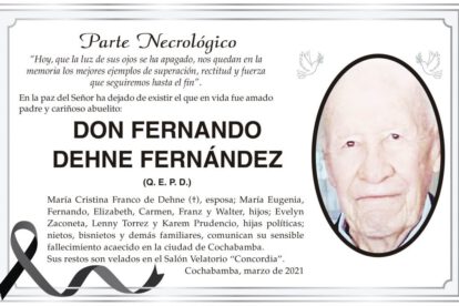 Necrológico de Fernando Dehne Fernández