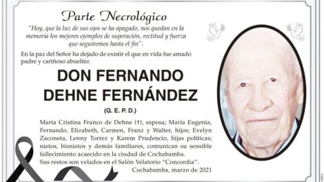 Necrológico de Fernando Dehne Fernández